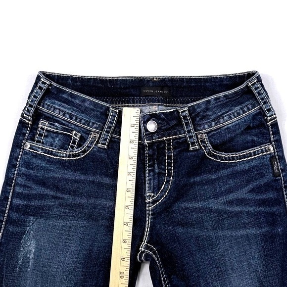 Silver Jeans Co Suki Straight Leg Dark Wash Thick Stitch Denim Jeans W28 L30 - Picture 7 of 9